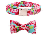 Dog Collar And Leash Set With Bow Tie Cotton Dog &Cat Necklace And Dog Lead Fashion Flowers