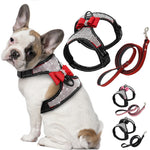 Fashion Reflective Diamond Bling Rhinestone Bowknot Dog Harness Nylon Pet Leash Small Medium Dog Harnesses Vest Pet Supplies D30