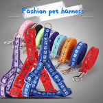 Fashion Canvas Print Pet Dog Harness Set Adjustable Small Puppy  Running Leashes and Collar Set Pet Cat Strap Accessories