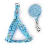 Fashion Canvas Print Pet Dog Harness Set Adjustable Small Puppy  Running Leashes and Collar Set Pet Cat Strap Accessories
