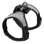 Fashion Reflective Diamond Bling Rhinestone Bowknot Dog Harness Nylon Pet Leash Small Medium Dog Harnesses Vest Pet Supplies D30