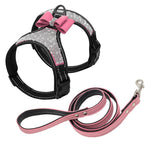 Fashion Reflective Diamond Bling Rhinestone Bowknot Dog Harness Nylon Pet Leash Small Medium Dog Harnesses Vest Pet Supplies D30