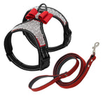 Fashion Reflective Diamond Bling Rhinestone Bowknot Dog Harness Nylon Pet Leash Small Medium Dog Harnesses Vest Pet Supplies D30