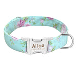 Personalized Dog Collar Leash Nylon Print Small Dog Collars and Lead for Small Medium Large Pet Pitbull German Shepherd Puppy