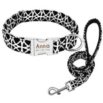 Personalized Dog Collar Leash Nylon Print Small Dog Collars and Lead for Small Medium Large Pet Pitbull German Shepherd Puppy