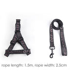 Pet Dog Collar Leash Set Fashion Lettered 1.5cm Durable Nylon Rope Leads French Bulldog Puppy Walking Dogs Pet Supplies