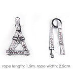 Pet Dog Collar Leash Set Fashion Lettered 1.5cm Durable Nylon Rope Leads French Bulldog Puppy Walking Dogs Pet Supplies