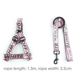 Pet Dog Collar Leash Set Fashion Lettered 1.5cm Durable Nylon Rope Leads French Bulldog Puppy Walking Dogs Pet Supplies