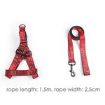 Pet Dog Collar Leash Set Fashion Lettered 1.5cm Durable Nylon Rope Leads French Bulldog Puppy Walking Dogs Pet Supplies
