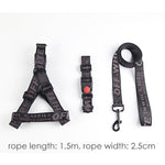 Pet Dog Collar Leash Set Fashion Lettered 1.5cm Durable Nylon Rope Leads French Bulldog Puppy Walking Dogs Pet Supplies