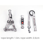Pet Dog Collar Leash Set Fashion Lettered 1.5cm Durable Nylon Rope Leads French Bulldog Puppy Walking Dogs Pet Supplies