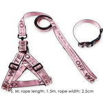 Pet Dog Collar Leash Set Fashion Lettered 1.5cm Durable Nylon Rope Leads French Bulldog Puppy Walking Dogs Pet Supplies