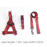Pet Dog Collar Leash Set Fashion Lettered 1.5cm Durable Nylon Rope Leads French Bulldog Puppy Walking Dogs Pet Supplies