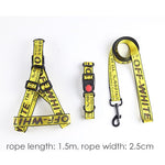 Pet Dog Collar Leash Set Fashion Lettered 1.5cm Durable Nylon Rope Leads French Bulldog Puppy Walking Dogs Pet Supplies