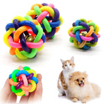 Dog Cat Toy with Small Bell Rainbow Dog Toys Dog Puppy Molars Rubber Ball Play For Teeth Training Pet Toys Playing Dog Ball Toys